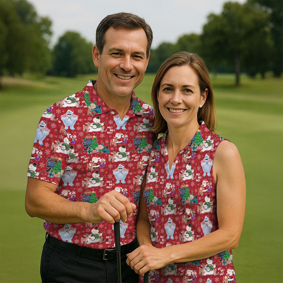 Ho Ho Ho Santa Yeti Women's Golf Tops, Christmas Golf Shirt, Ladies Golf Polos, Golf Gift For Ladies