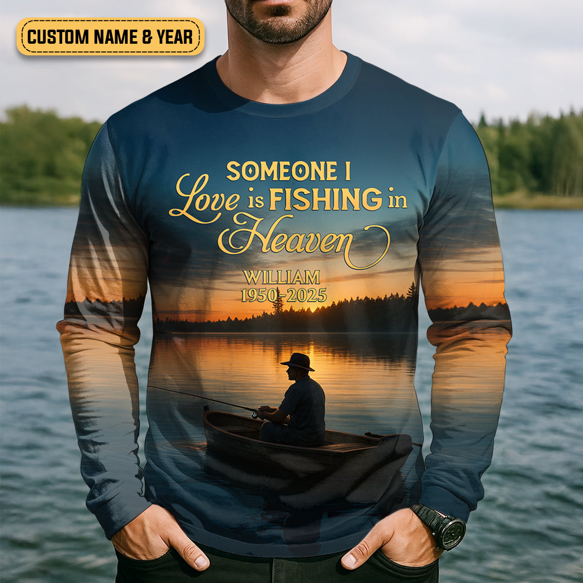 Someone I Love Is Fishing In Heaven Fishing Memorial SPF Shirt For Men, Gift For Fisherman, Men's Fishing Shirt