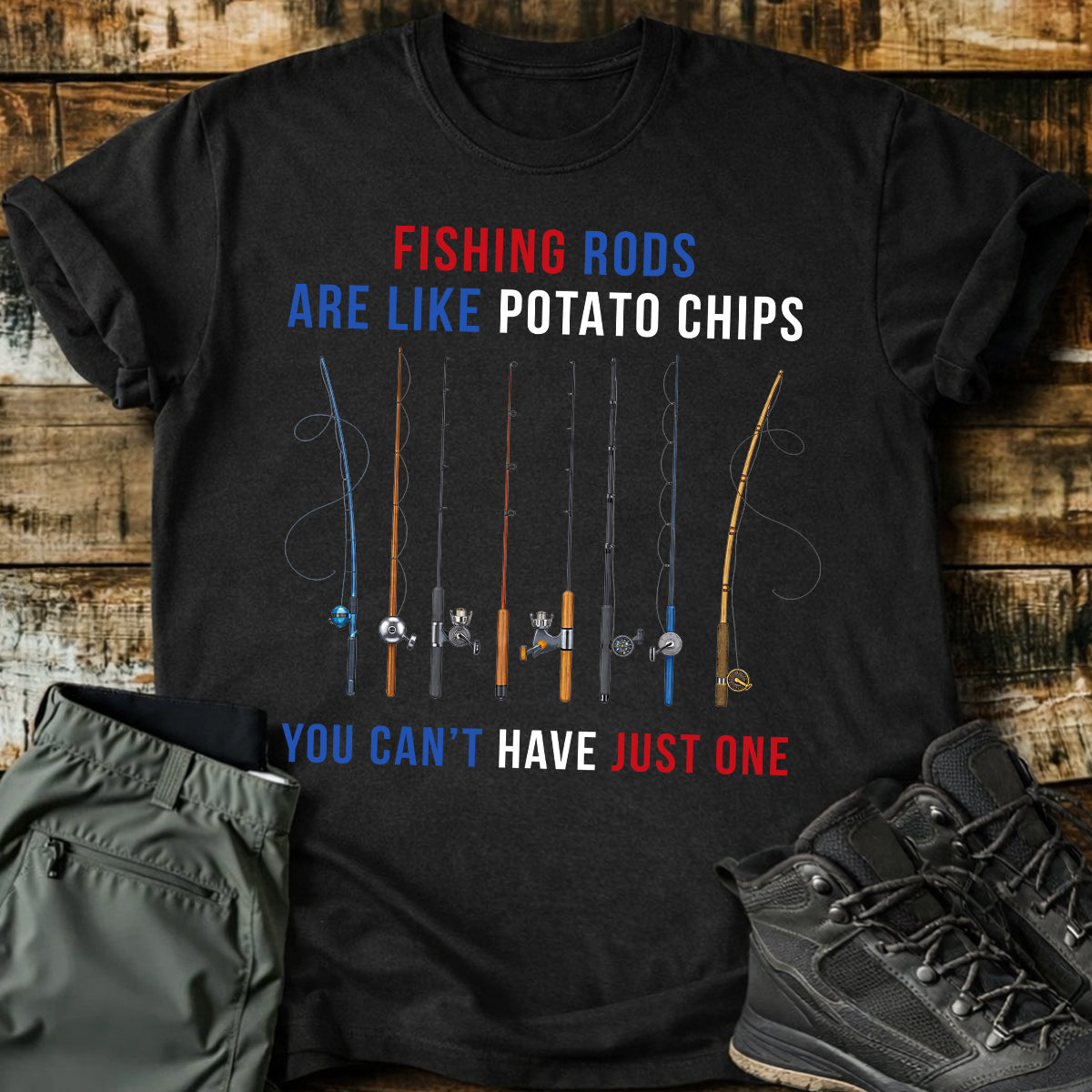 Fishing Rods Are Like Potato Chips Patriotic 4th Of July Funny Fishing Shirt, 250 Years Fishing Shirts For Men