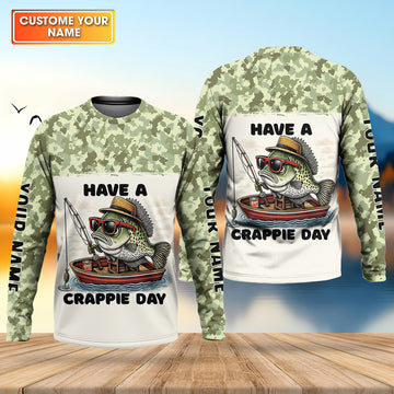 Have A Crappie Day Camo Fishing Shirt, Fishing UPF Shirts, Fishing Gift for Men, Men's Fishing Shirt