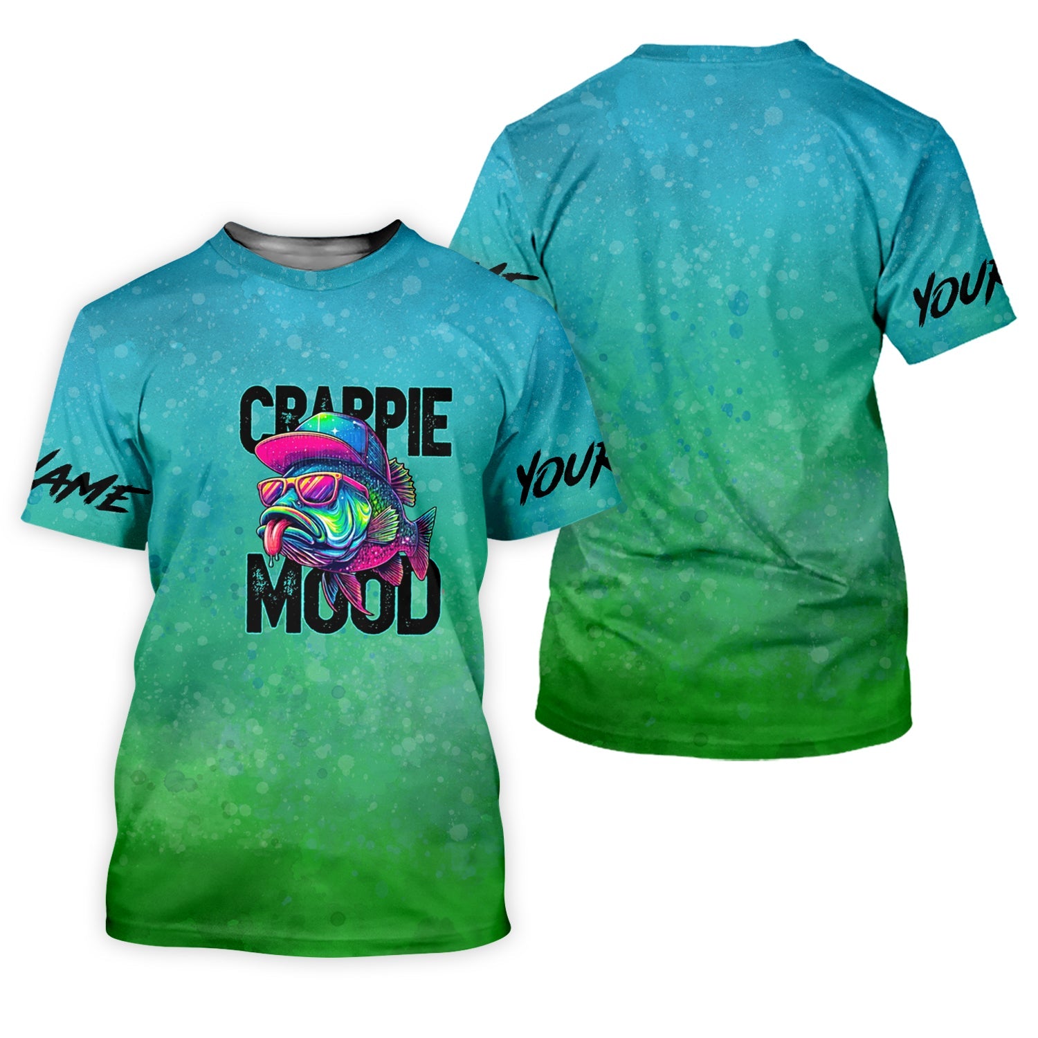 Crappie Mood Green Blue Neon Fishing UPF Shirts, Funny Fishing Shirt, Gift For Fisherman