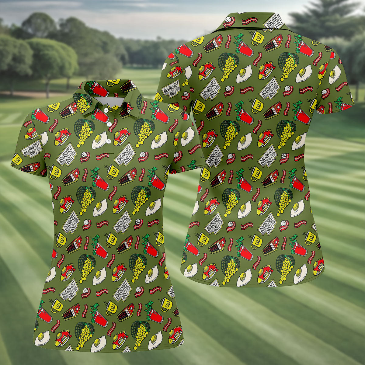 Breakfast Balls Golf Shirt For Women, Ladies Golf Shirts, Fun Women's Golf Shirts