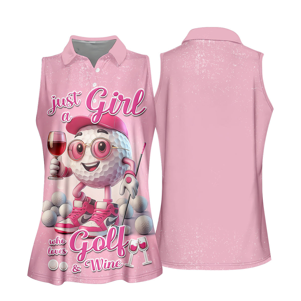 Just A Girl Who Loves Golf And Wine Custom Womens Golf Polo ShirtWomens Golf Gifts