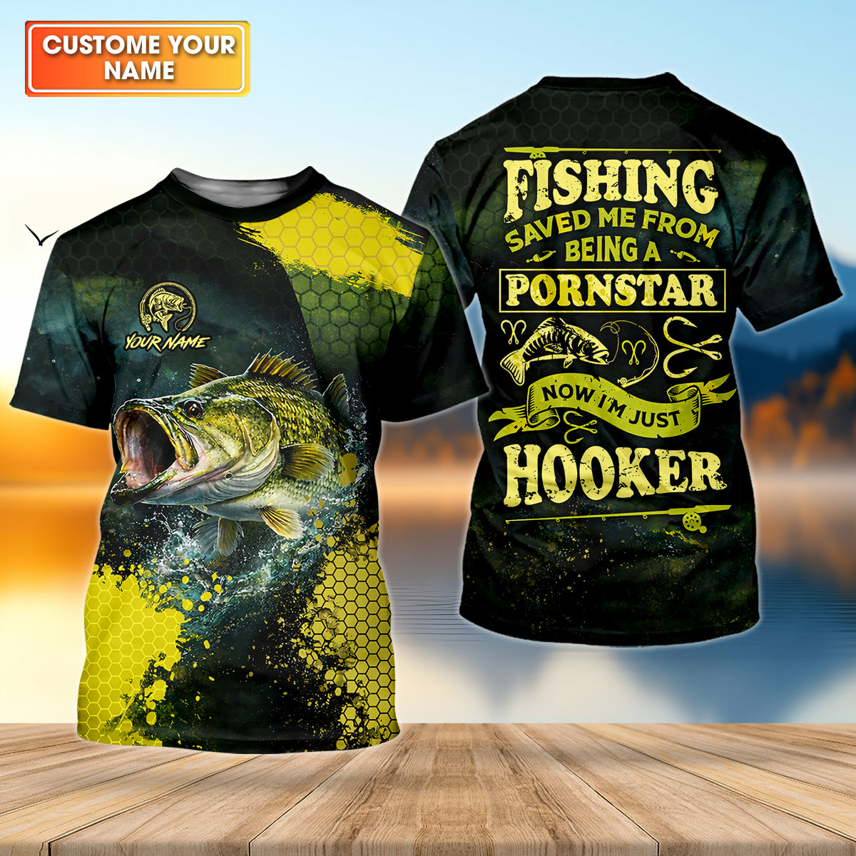 Fishing Saved Me From Being a Pornstar Bass Fishing UPF Shirt – Funny Fishing Shirt for Men