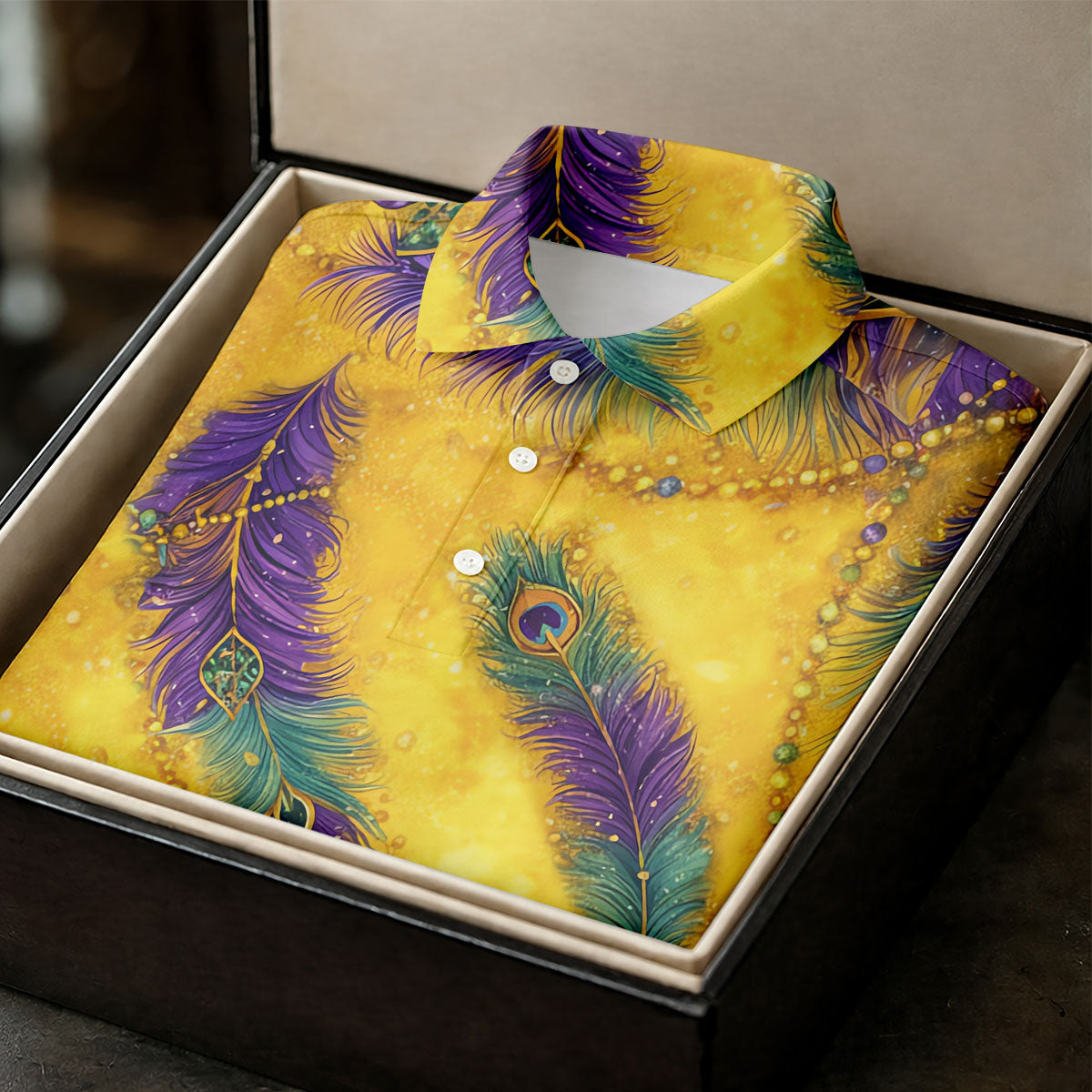 Mardi Gras Day Gradient Art Feather Print Retro Women's Golf Tops, Ladies Golf Shirts