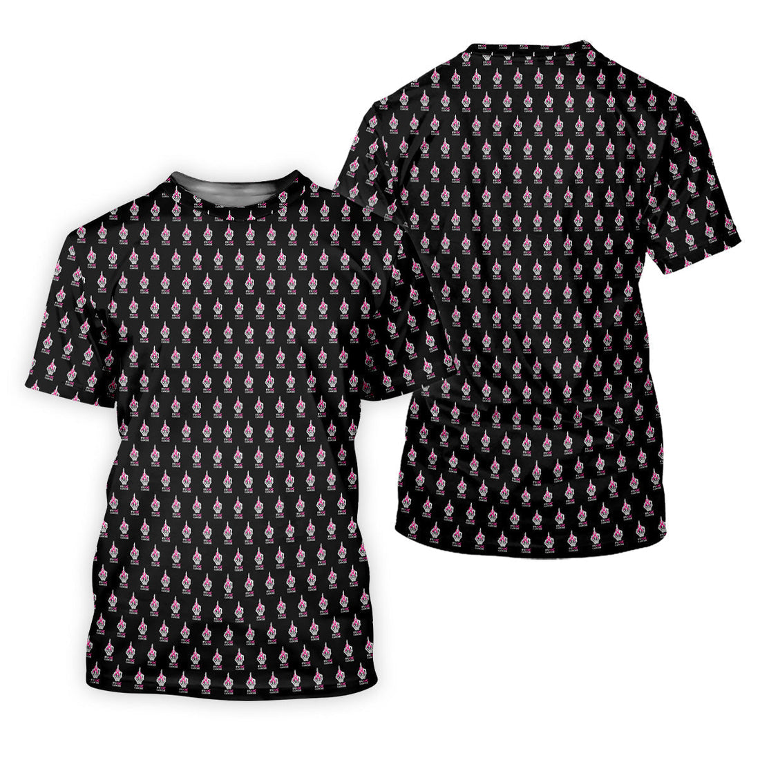 Funny Middle Finger Pink Ribbon Golf Shirt, Breast Cancer Golf Shirt, Fun Womens Golf Shirts