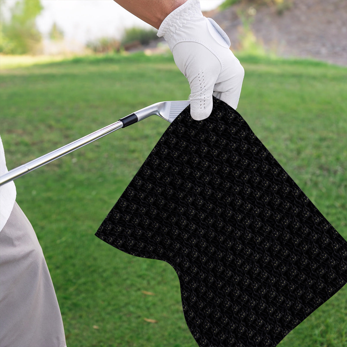 Black Cat Pattern Golf Towel, Funny Cat Lover Golf Towels, Golf Gift For Golfer