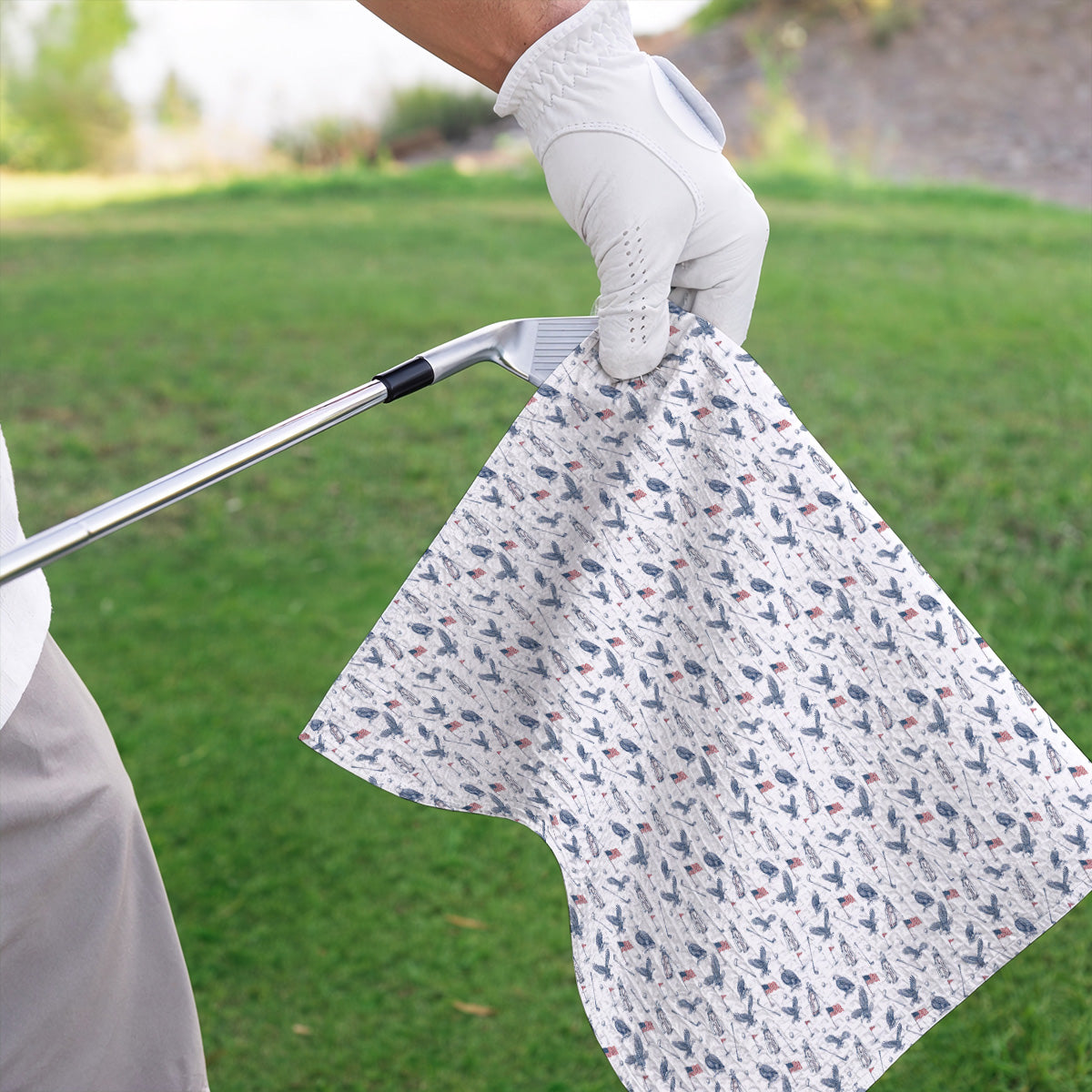 Patriotic Eagle Golf Towel, American Flag Pattern Golf Towels, USA Independence Golf Apparel