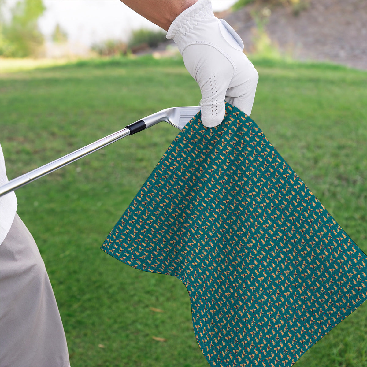 Funny Golden Retriever Golf Towel, Golden Retriever Pattern Golf Towels, Dog Lover Golf Shirt