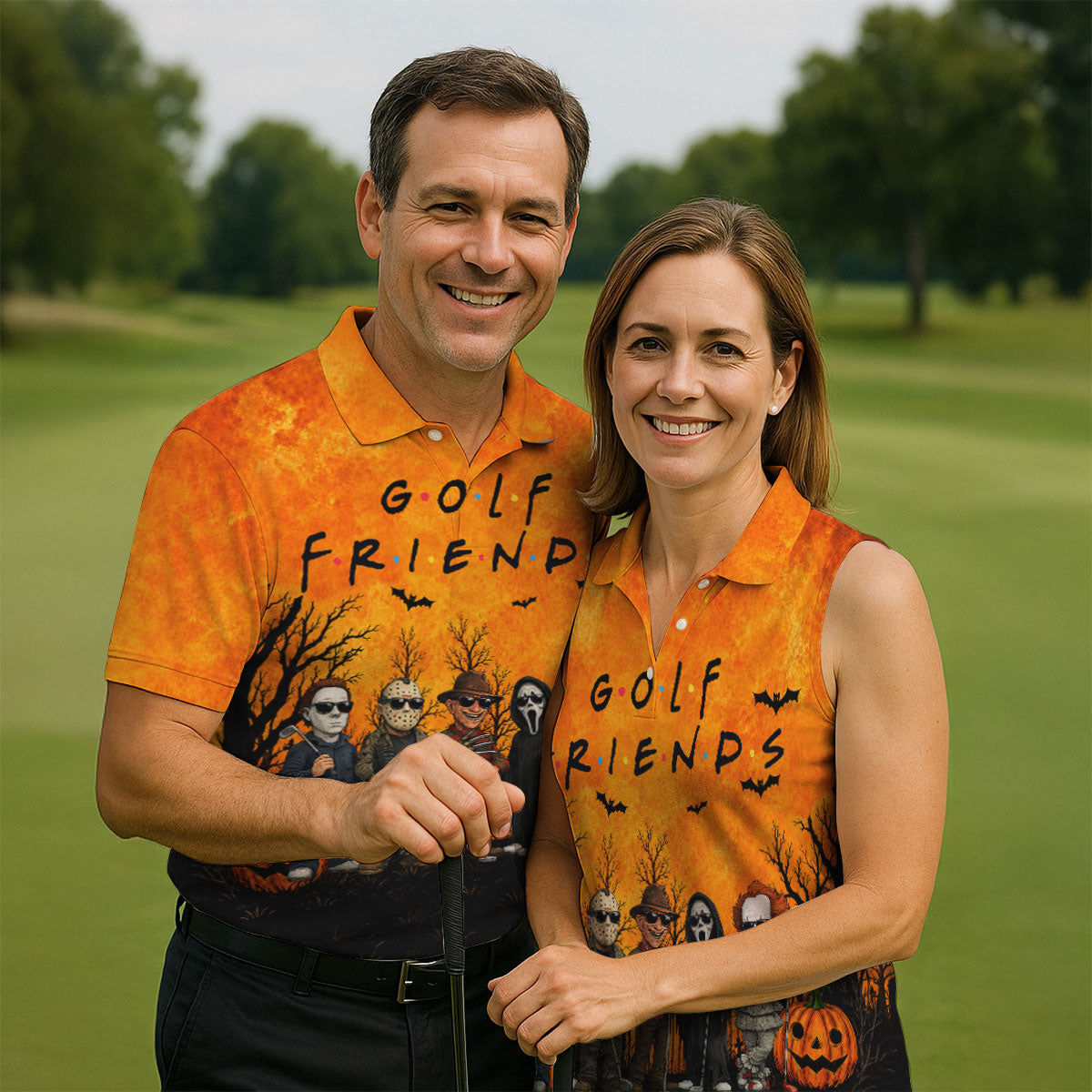 Halloween Golf Friends Hawaiian Golf Shirt, Mens Golf Polo, Golf Shirts For Men