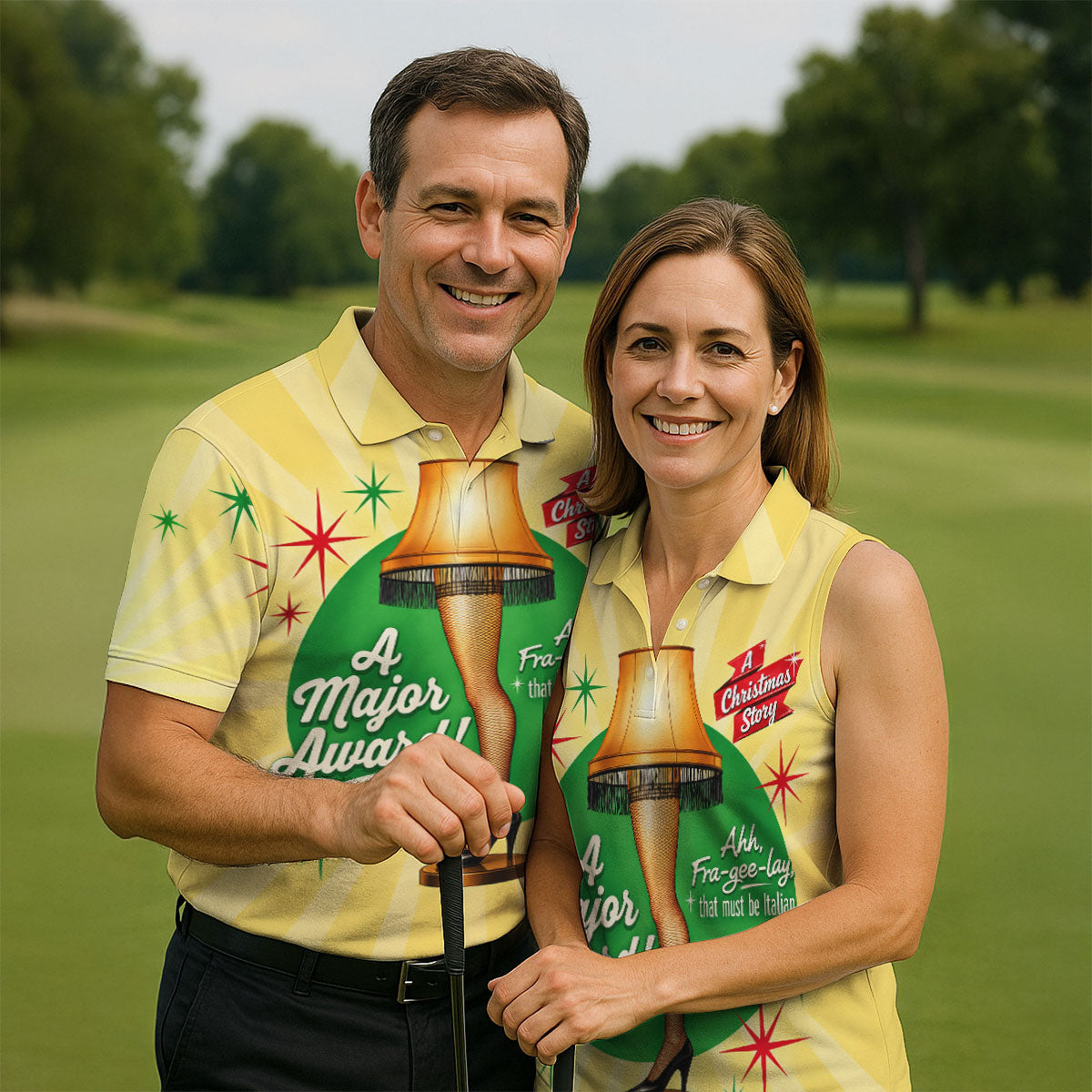 Christmas Leg Lamp Quote Golf Polo Shirt, Mens Golf Shirts, Polo Shirts For Men