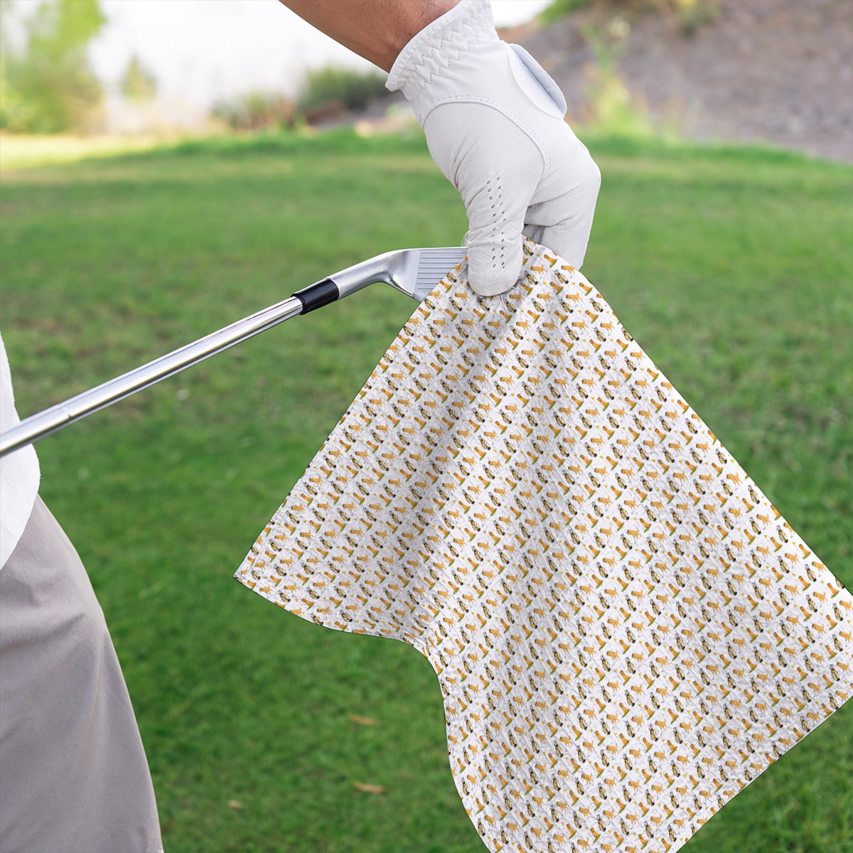 Golden Retriever Pattern Golf Towel, Funny Dog Golf Towels, Crazy Golf Gift For Golfer