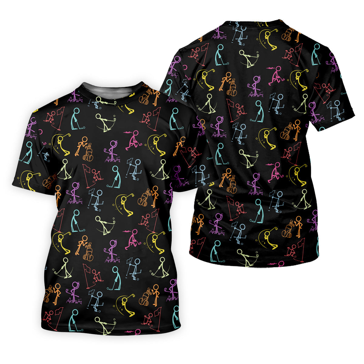Funny Stickman Golfer Pose Black Golf Shirt, Unique Gift For Golfer, Ladies Golf Polos, Women's Polo Shirt