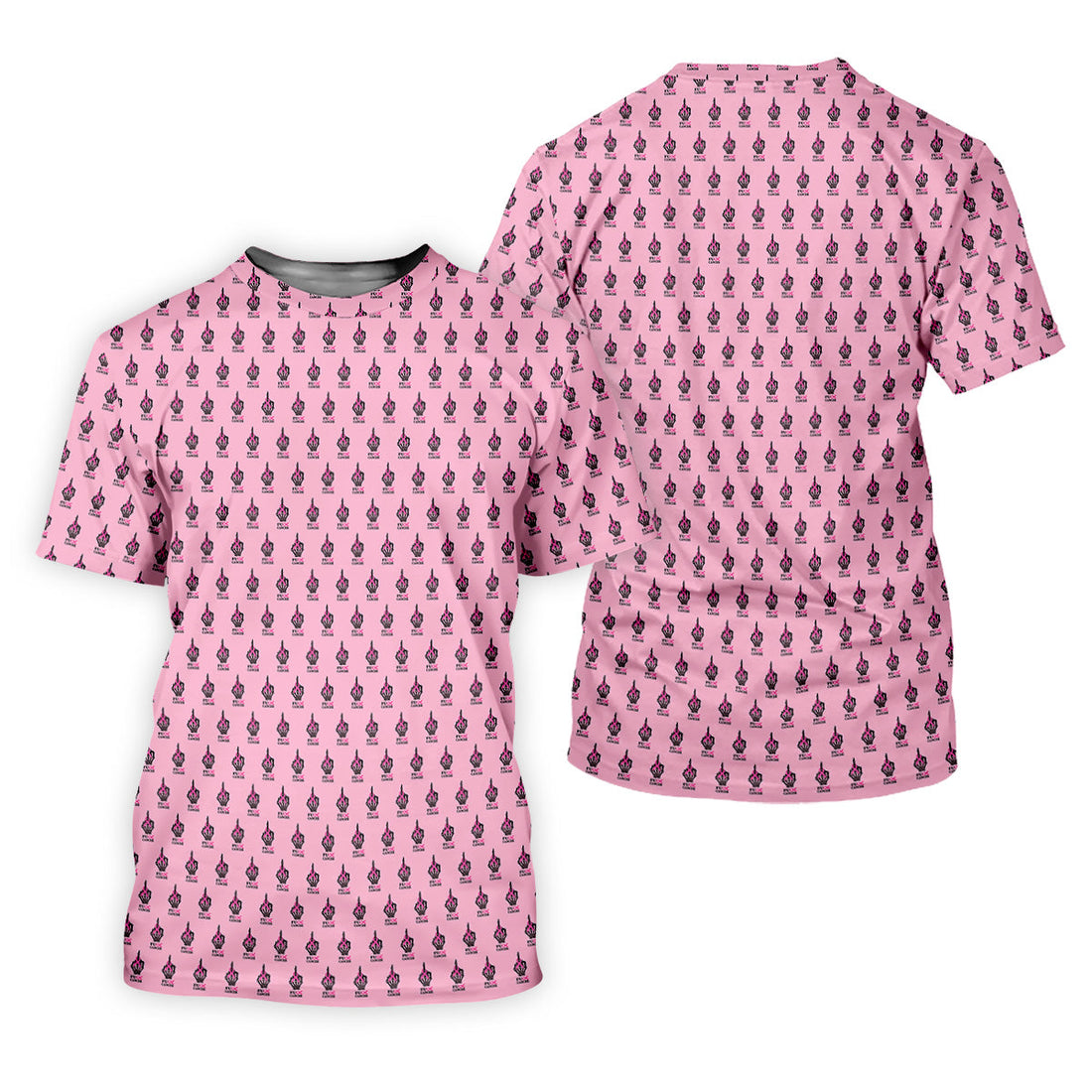 Funny Middle Finger Pink Men's Golf Shirt, Breast Cancer Golf Shirt, Fun Golf Shirts For Men