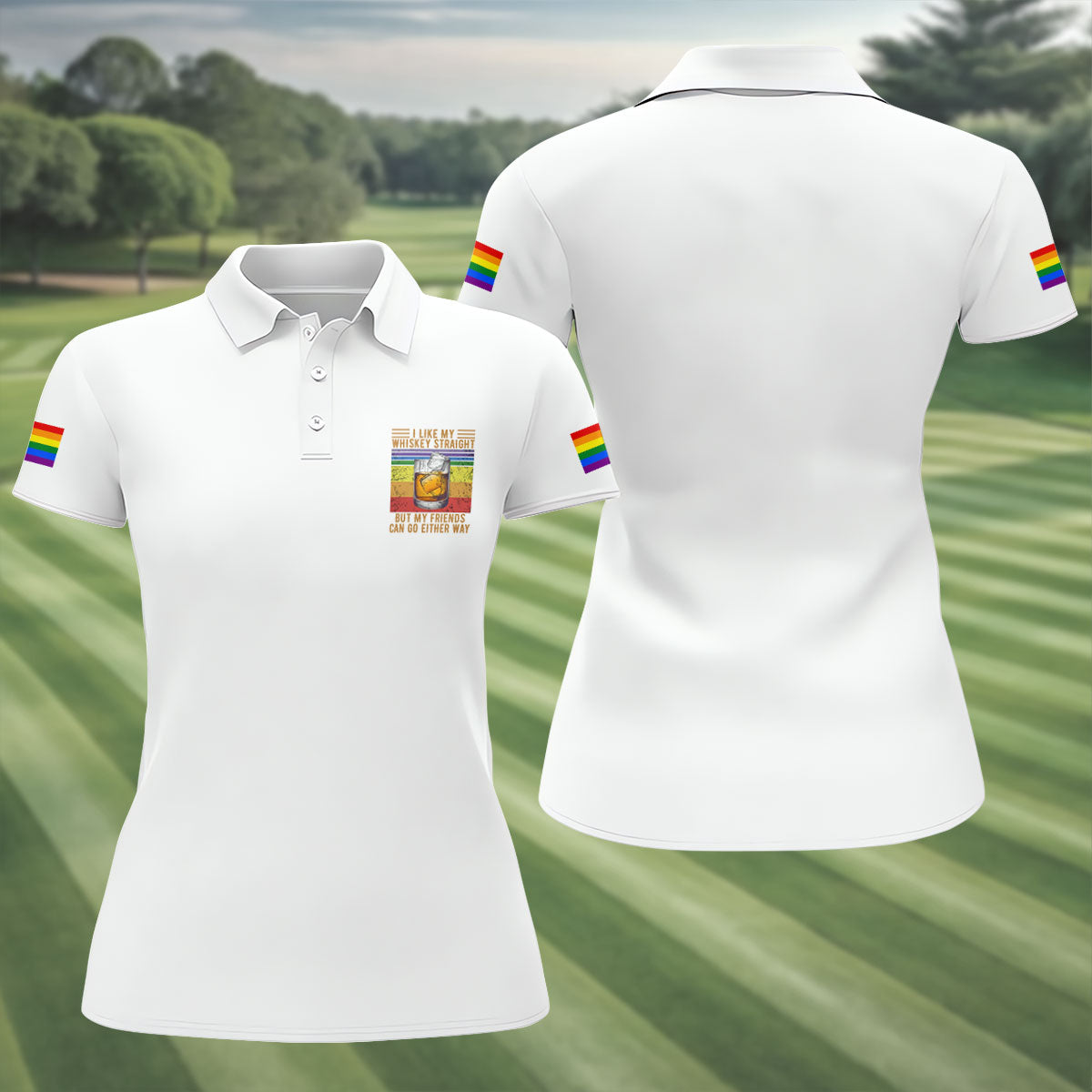 I Like My Whiskey Straight LGBT Pride Month Fun Women's Golf Shirts, LGBT Support Pride Shirt