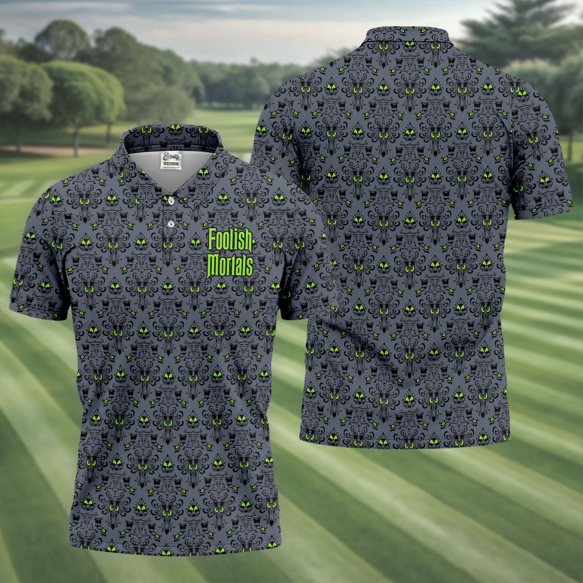 Foolish Mortals Haunted Halloween Polo Shirt, Printed Golf Shirts, Golf Apparel For Men