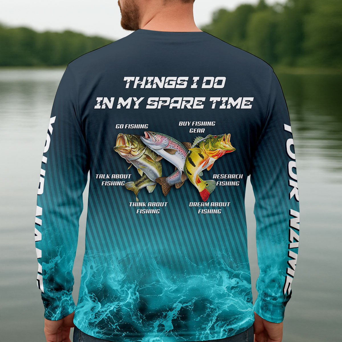 Personalized Fishing Shirt for Men, Funny Angler Long Sleeve UPF Shirt, Things I Do in My Spare Time Fisherman Gift