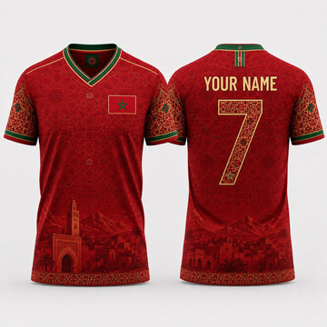 Moroccan Fooball Shirt, Moroccan Zellige Tile V-Neck For Men Football Lover, Football Gifts