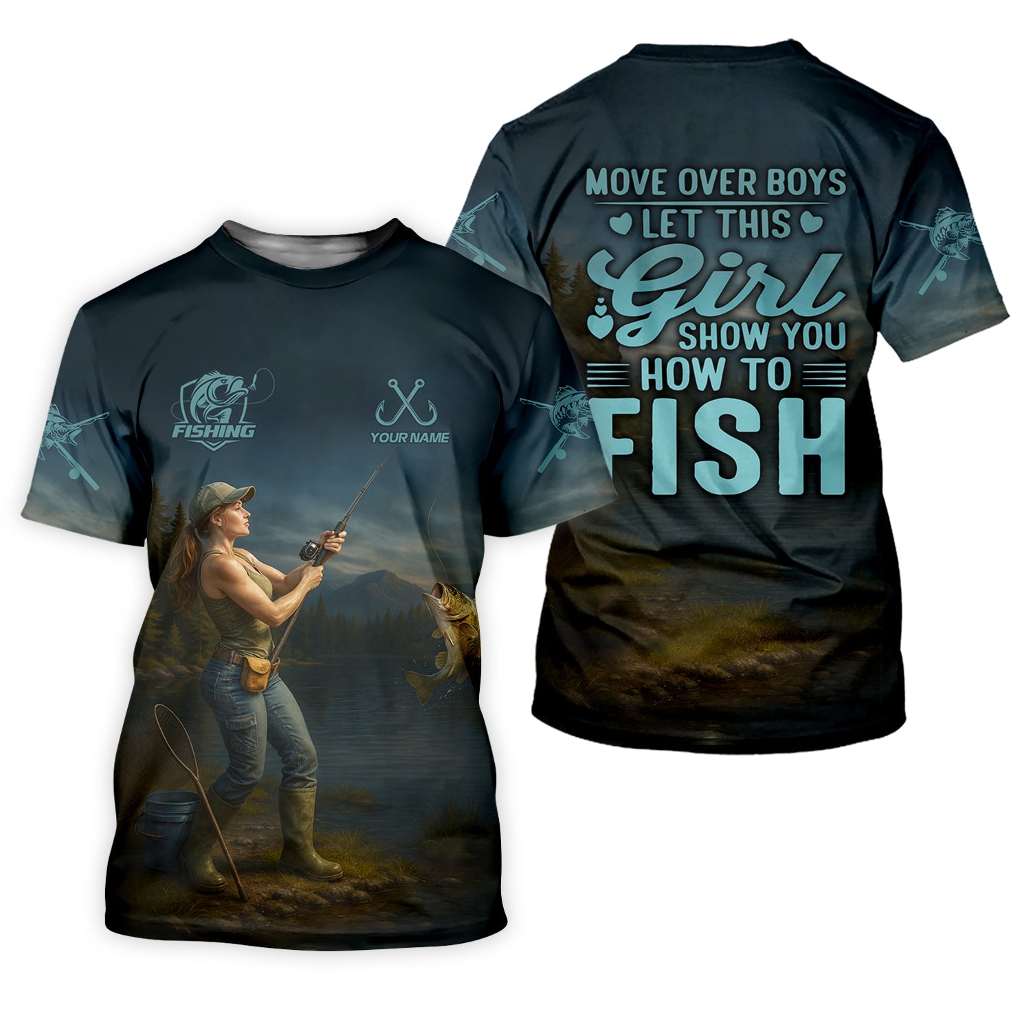 Move Over Boys Let This Girl Show You How To Fish Funny Fishing Shirt, Women SPF Shirt, Female Fishing Shirts