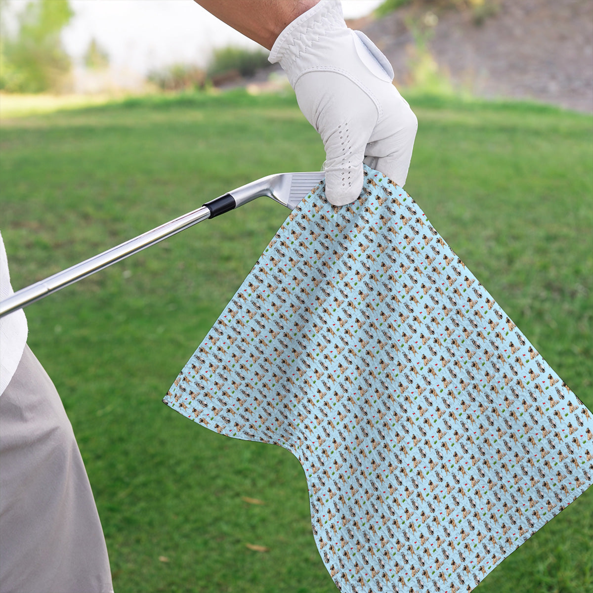 Funny Pug Golf Towel, Pug Pattern Golf Towels, Dog Lover Golf Gift