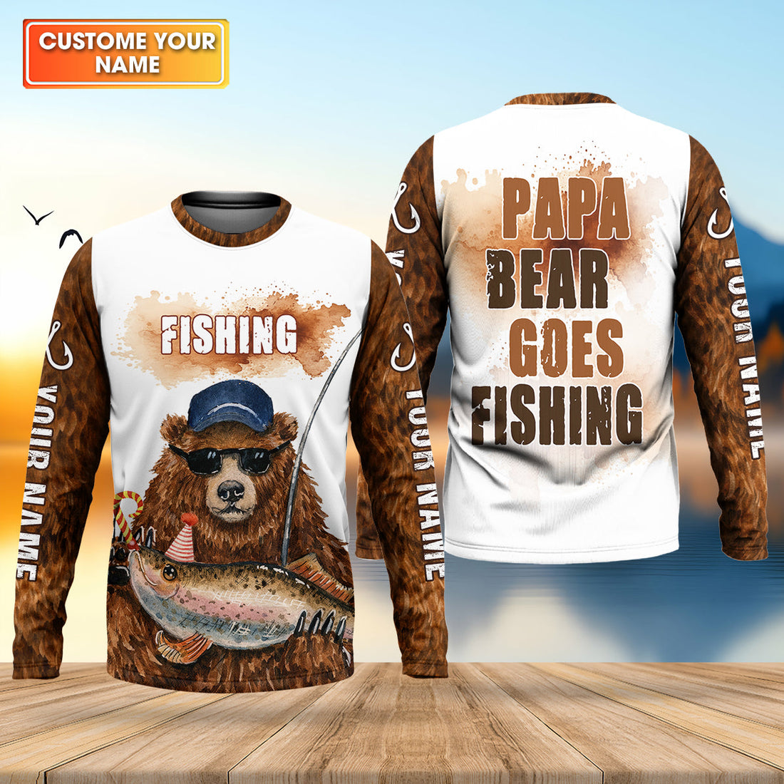 Papa Bear Goes Fishing Funny Fishing Shirt, Fishing UPF Shirts, Father's Day Fishing Shirts For Men