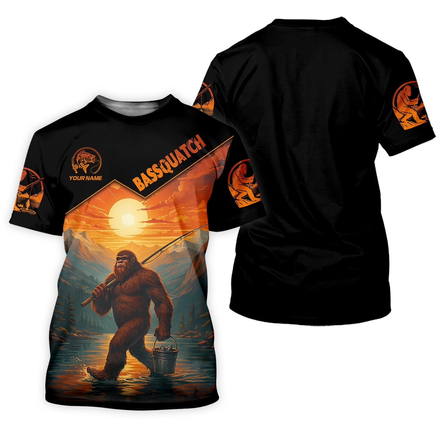 Bassquatch Bigfoot Fishing SPF Long Sleeve Shirts, Fishing Shirts For Men, Funny Fishing Shirt, Fisherman Gift