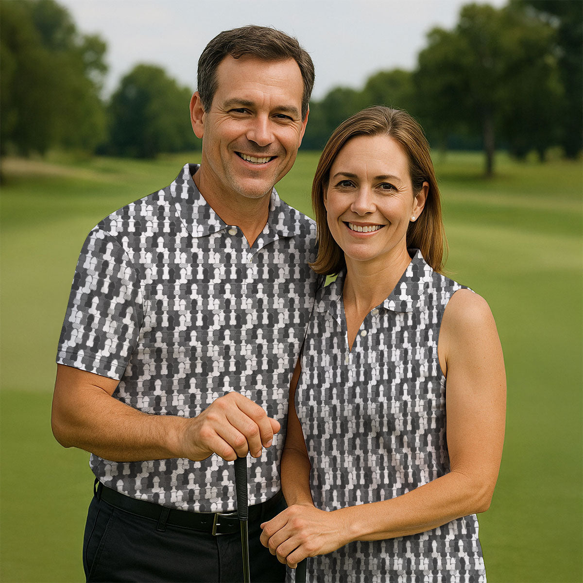 Funny Dirty Grey And White Women's Golf Tops, Fun Women's Golf Shirts, 250th Anniversary Ladies Golf Shirts