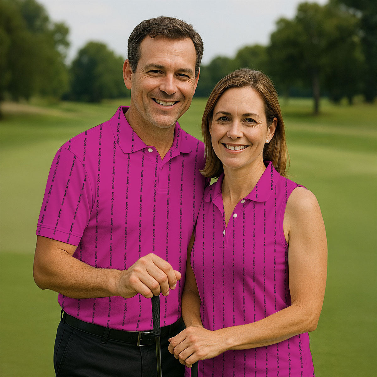 Fcancer Women's Golf Shirt, Breast Cancer Awareness Shirt, Pink Golf Shirt, Ladies Golf Tops