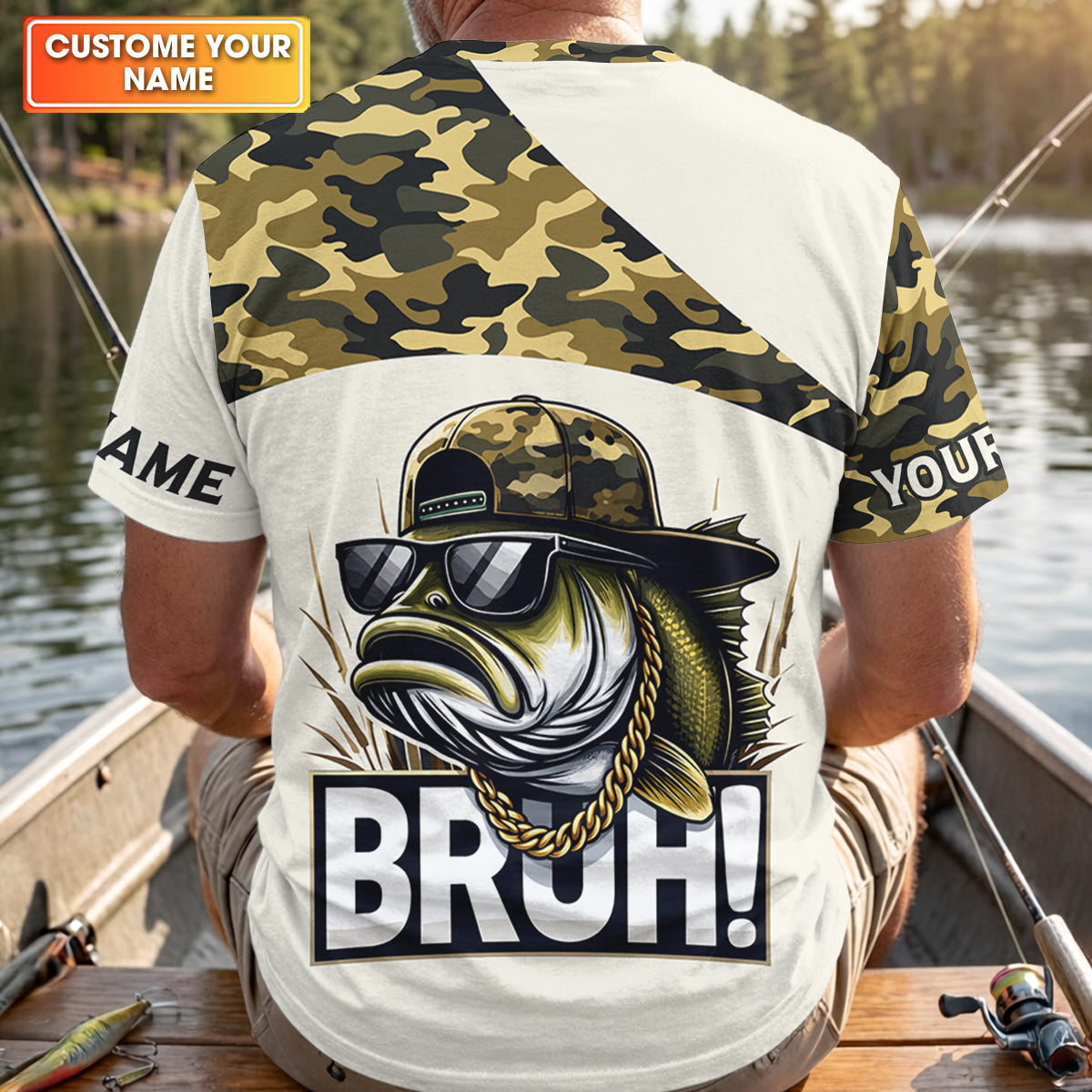 Bruh Largemouth Bass Fishing Camouflage Fishing Shirts, Fishing UPF Shirts, Fishing Shirts For Men