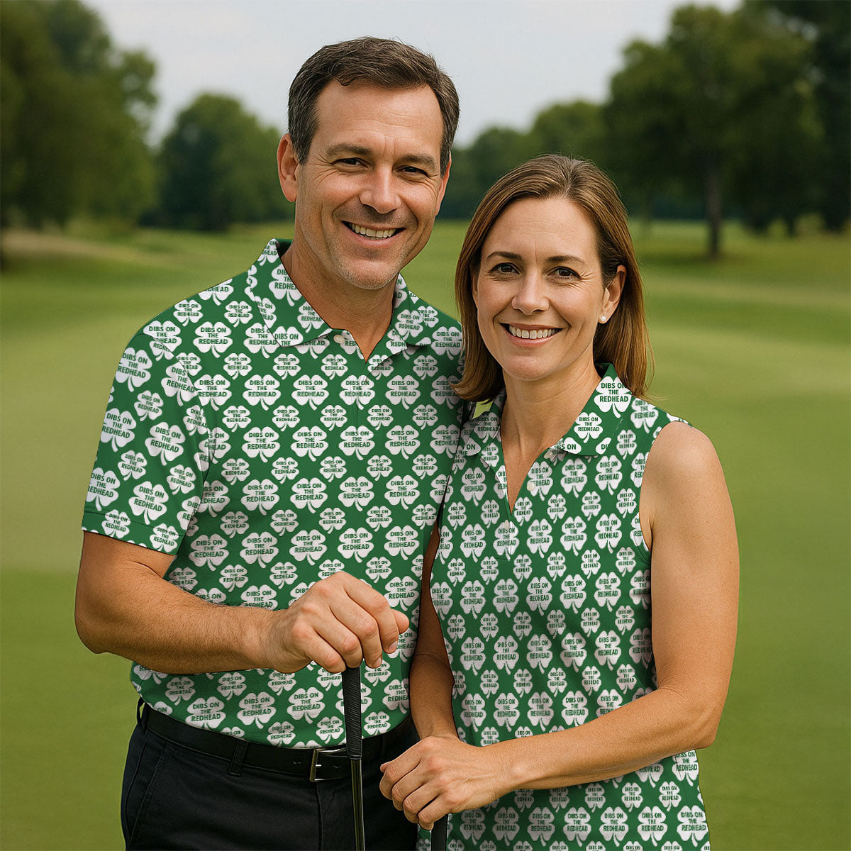 Dibs On The Redhead Lucky Four Leaf Clover St Patrick's Day Golf Shirt, Women's Golf Tops, Ladies Golf Shirts