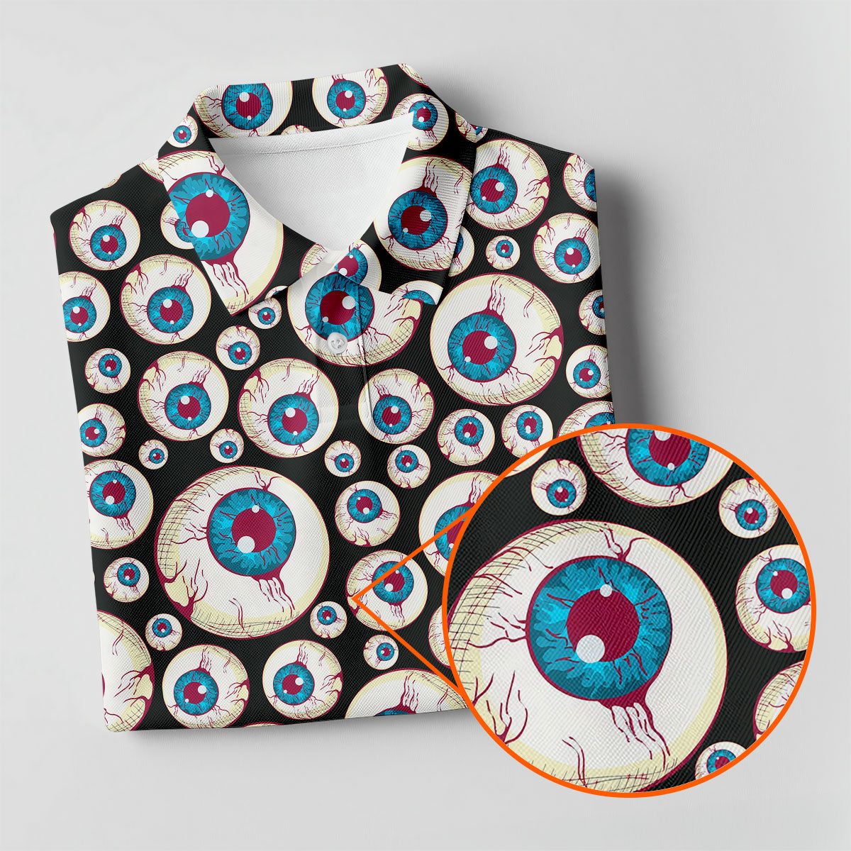Black And White Eyeball Pattern Women's Golf Tops, Unique Gift For Golfer, Ladies Golf Shirts