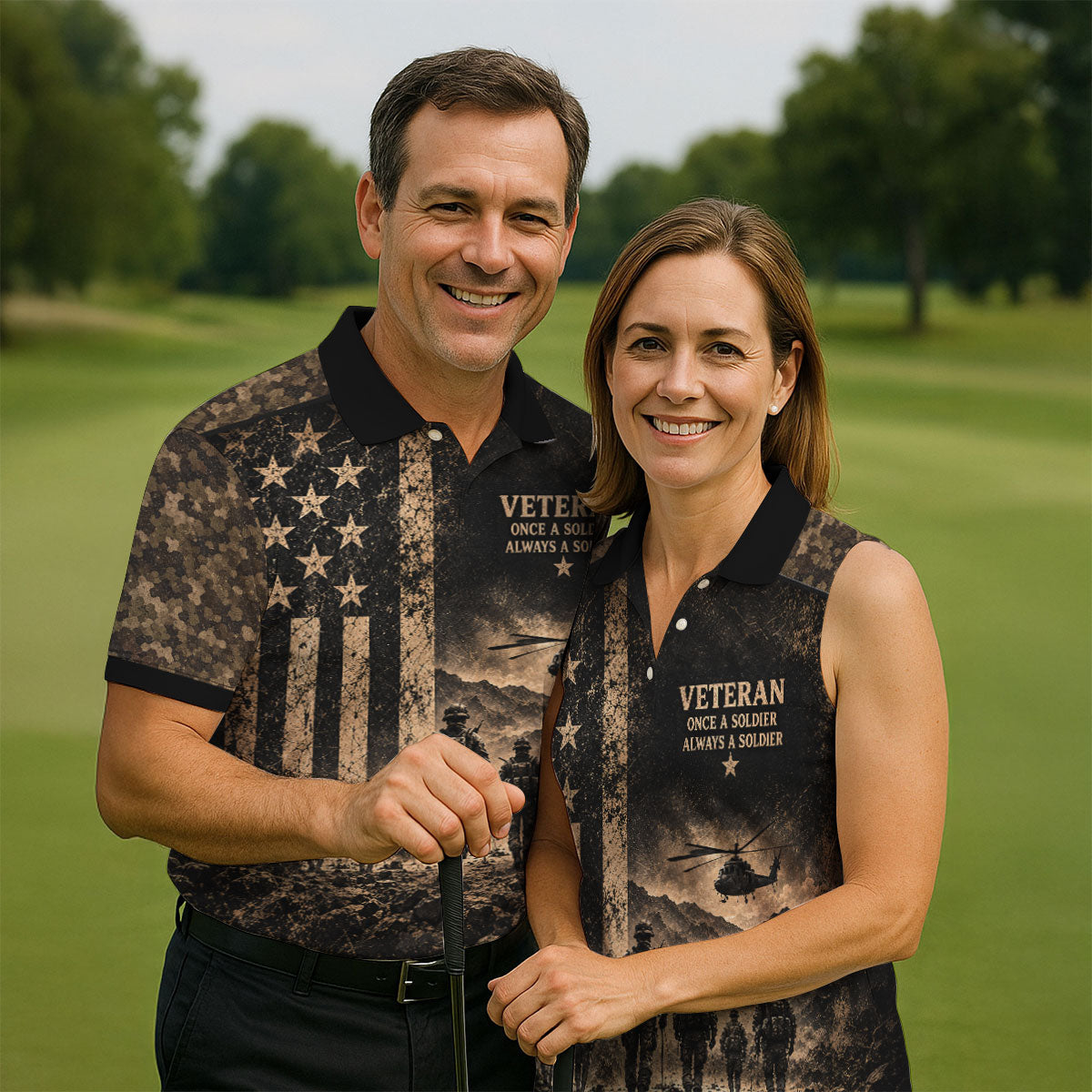 Once A Soldier Helicopter Golf Polo Shirt, Veterans Day Golf Shirt, Mens Golf Apparel