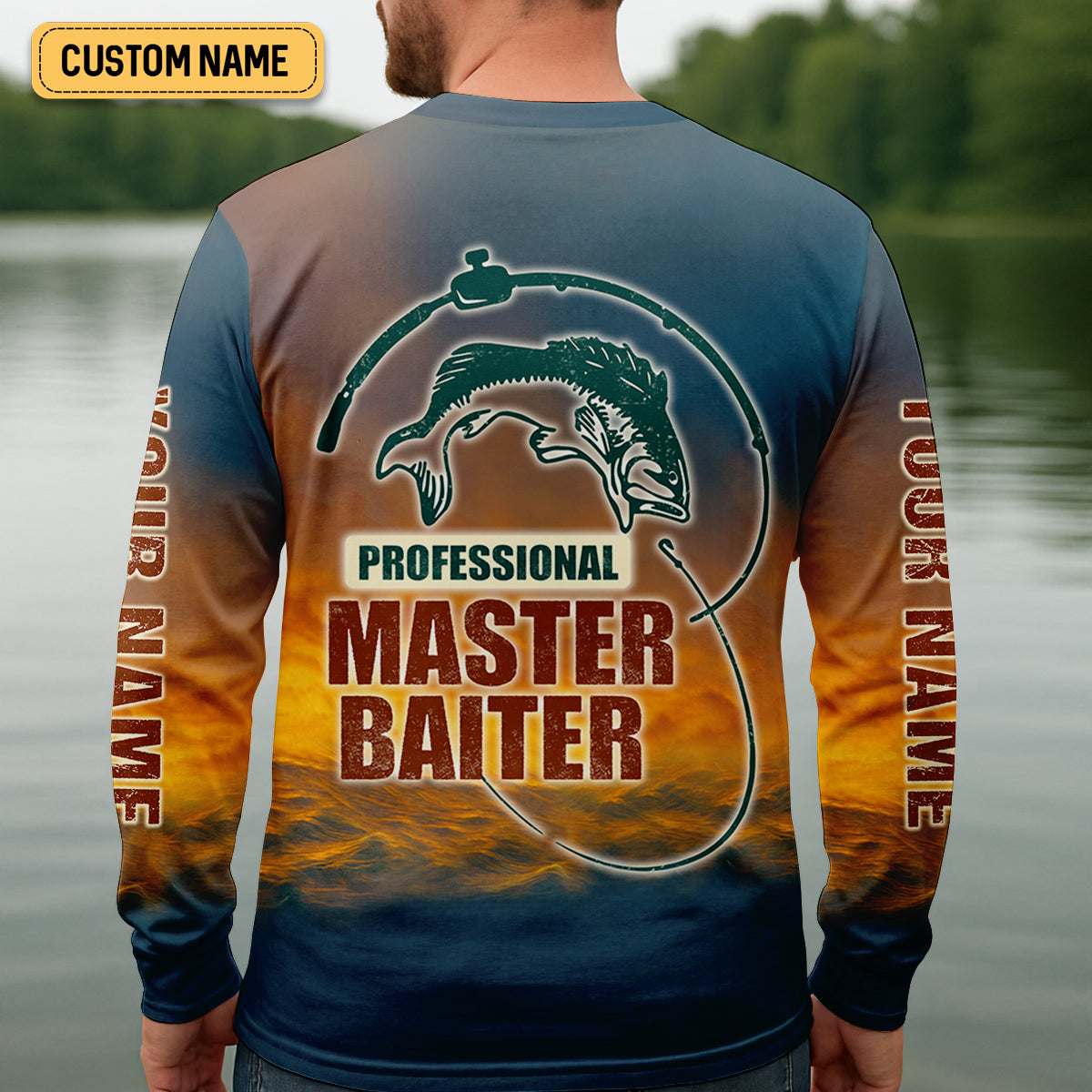 Professional Master Baiter Sunset Fishing UPF Shirts, Fisherman Outfit, Presents For Fishermen