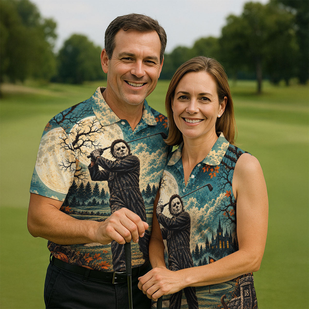 Halloween Can't Kill Bogeyman Horror Character Polo Shirt, Mens Golf Shirts, Golf Apparel