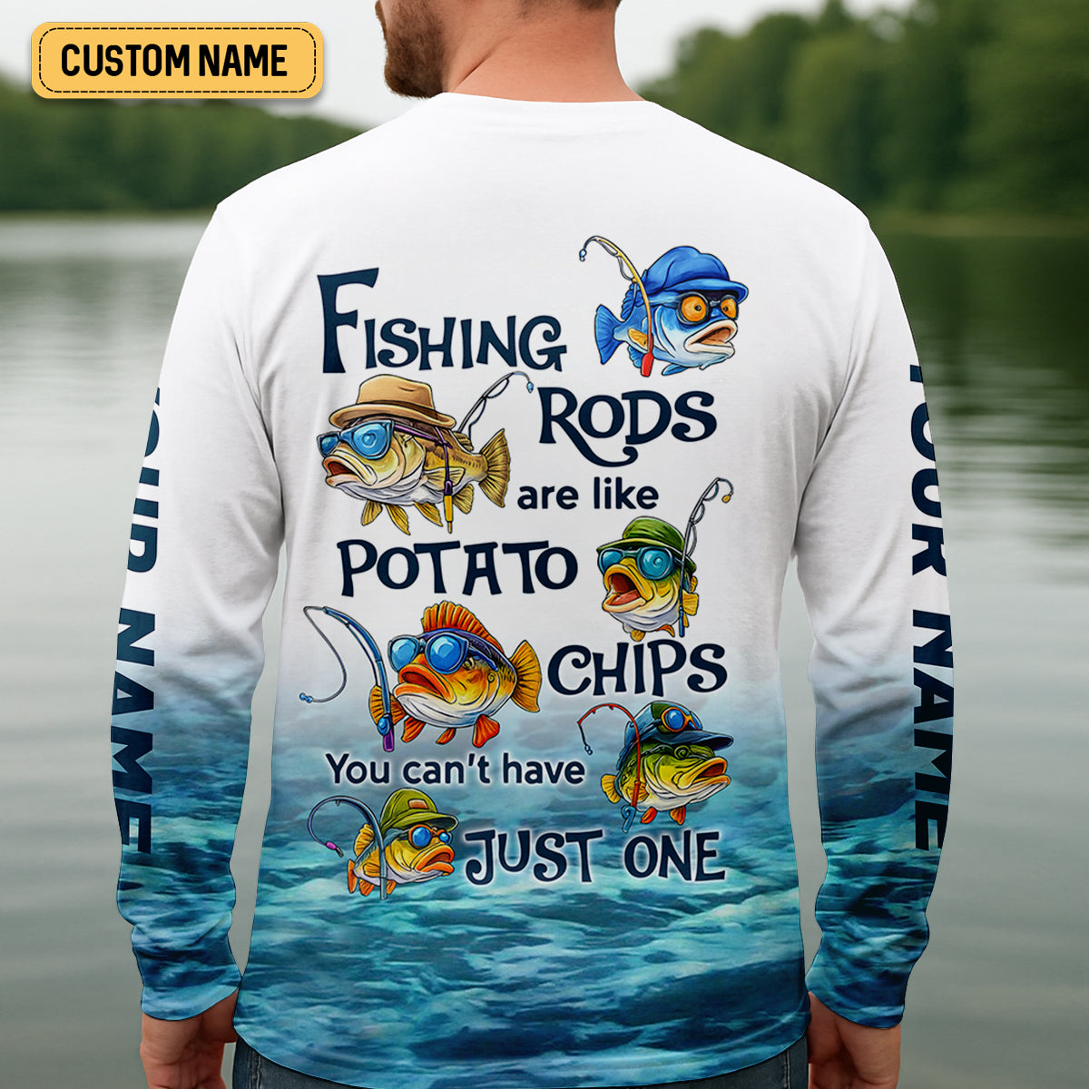 Fishing Rods Are Like Potato Chips White Fishing Shirt, Funny Fishing Shirt, SPF Shirt For Men, Gift For Fisherman