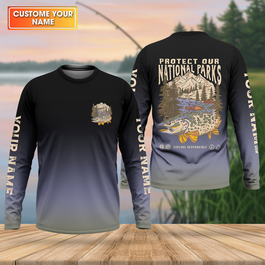 Protect Our National Parks Fishing UPF Shirts, Custom Fishing Shirt, Fishing Gift for Men, Men's Fishing Shirt