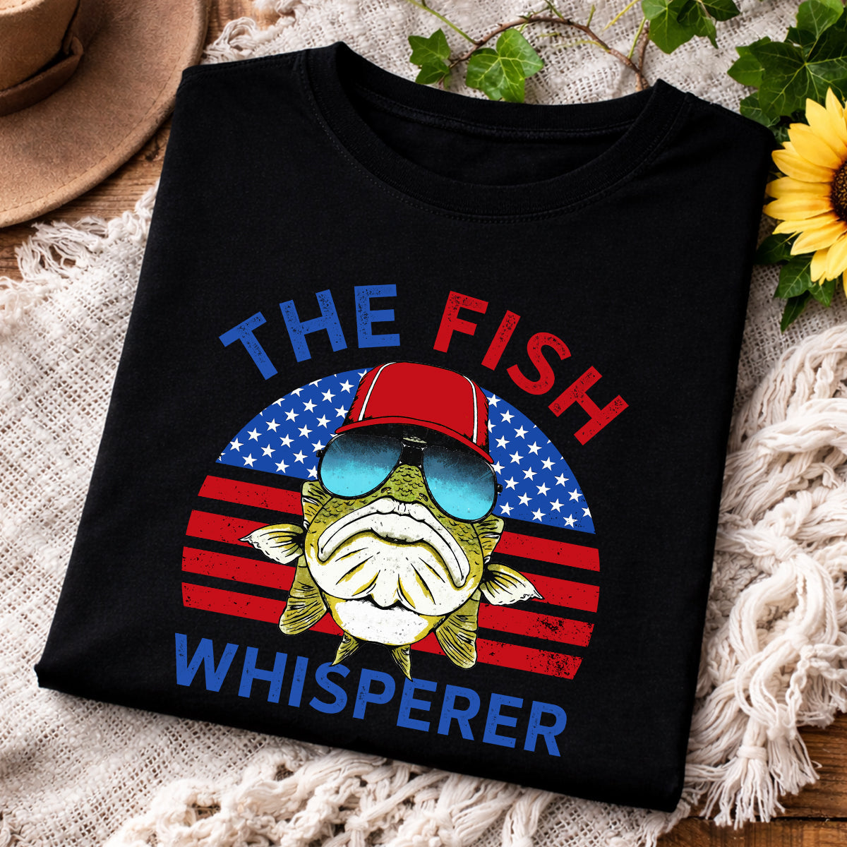 The Fish Whisperer Bass Fishing Patriotic 4th Of July Funny Fishing Shirt, 250th Anniversary Fishing T-Shirts