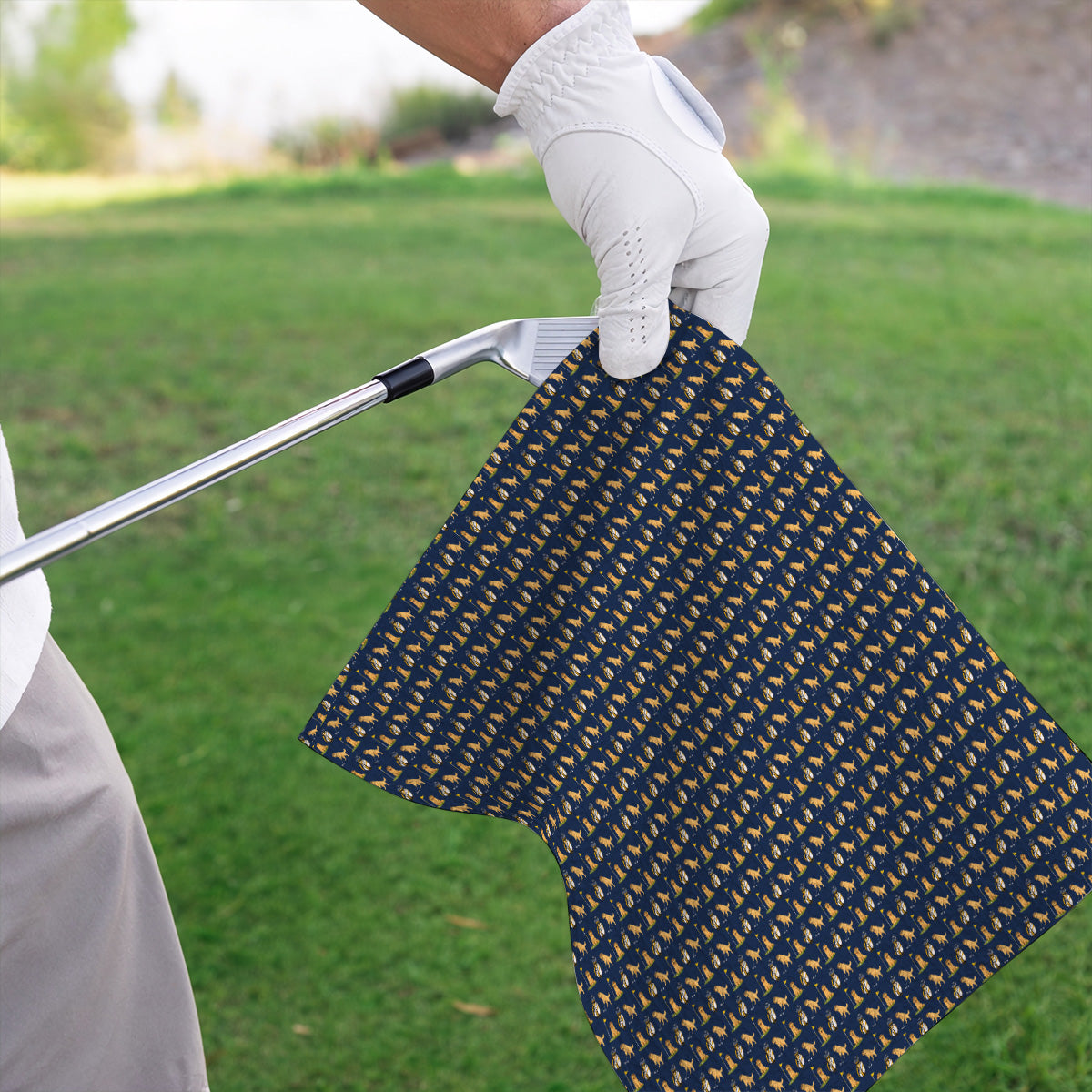 Golden Retriever Pattern Golf Towel, Funny Dog Golf Towels, Crazy Golf Gift For Golfer