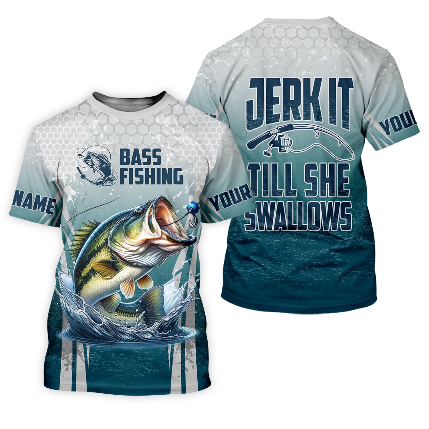 Jerk It Till She Swallows Fishing UPF Shirts, Funny Fishing Shirt, Gift For Fisherman, Bass Fishing Shirt