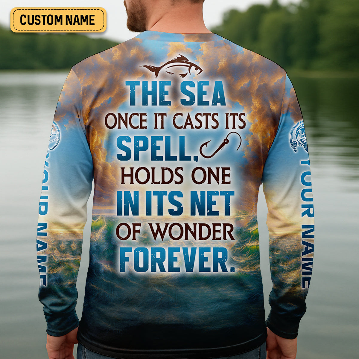 The Sea Once It Casts Its Spell Sailfish Fishing SPF Shirt For Men, Presents For Fishermen, Men's Fishing Shirt