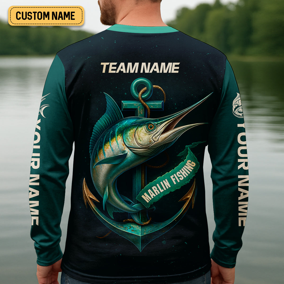 Blue Marlin Fishing Team Shirt, Fishing Jersey, SPF Shirt For Men, Gift For Fisherman, Fishing Shirts