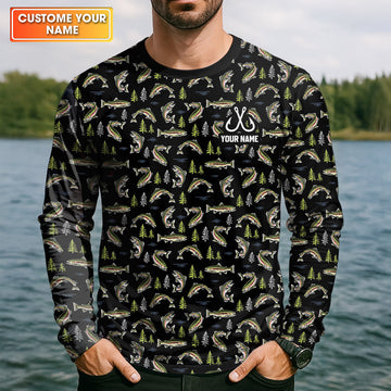 Rainbow Trout Pattern Fishing UPF Shirts, Funny Fishing Shirt, Gift For Fisherman, Fishing Shirts For Men