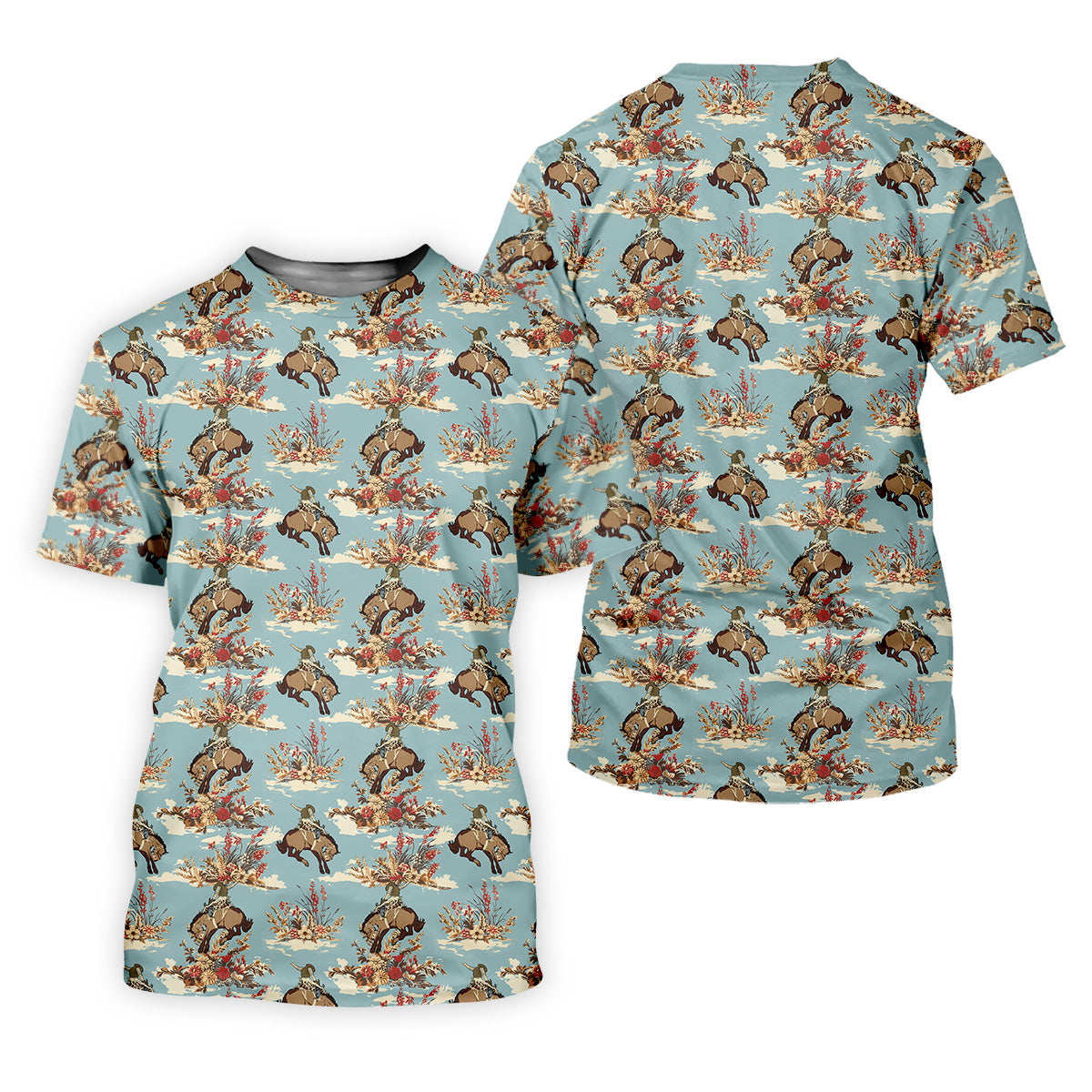 Cowboy Pattern Vintage Blue Golf Shirt, Womens Golf Shirts, Ladies Golf Shirts, Golfing Apparel