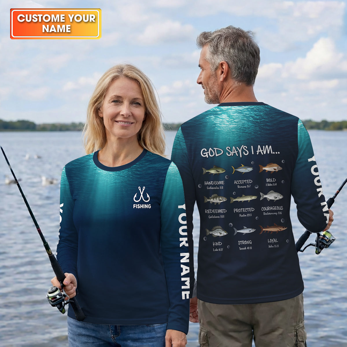 God Says I Am Fishing Bible Funny Fishing Shirt, Fishing UPF Shirts, Christian Fishing Shirt For Women