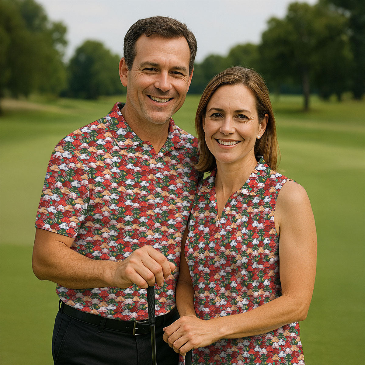 Fun Christmas Colorful Shirts For Men, Naughty Christmas Golf Shirt, Polo Shirts For Men, Golfing Apparel