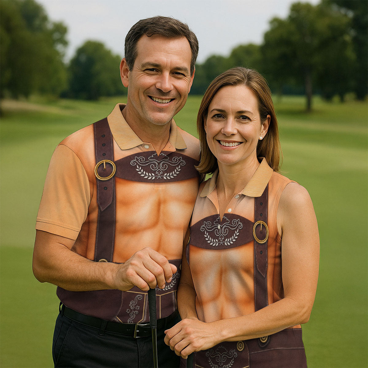 Funny Lederhosen Oktoberfest Costume Polo Shirt, Mens Golf Shirts, Golf Apparel For Men