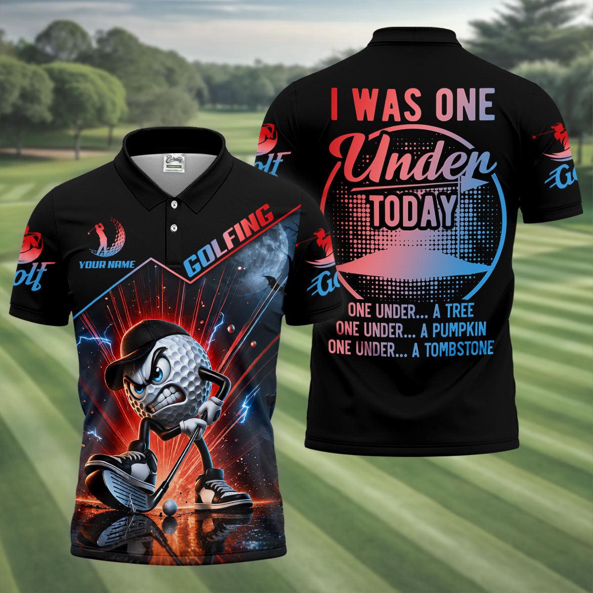 I Was One Under Today Funny Golf Ball Hawaiian Polo Shirt, Mens Golf Polo, Golf Apparel