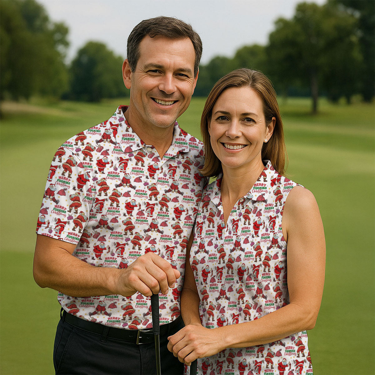 Merry Freaking Christmas Funny Santa Christmas Golf Shirt, Fun Golf Shirts For Men, Golf Gift For Men