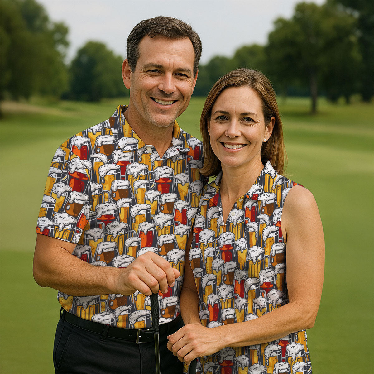 Oktoberfest Beer Glass Pattern Polo Shirt, Mens Golf Polo, Golf Polo Shirts For Men