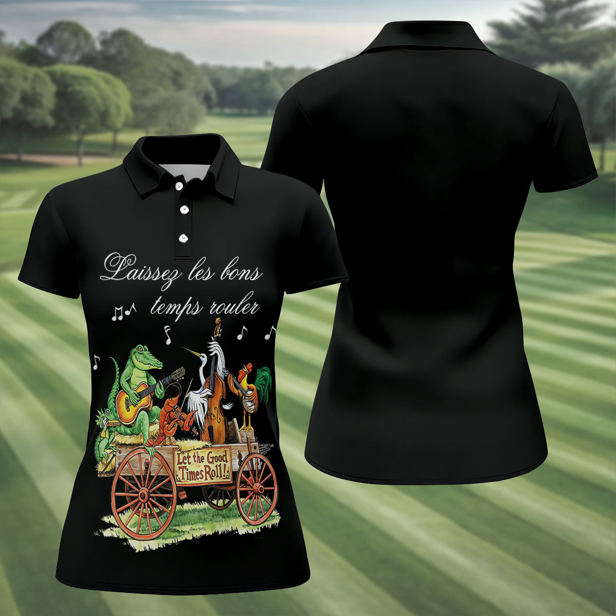 Let The Good Times Roll Animals Band Mardi Gras Celebrations Women's Golf Tops, Ladies Golf Polos